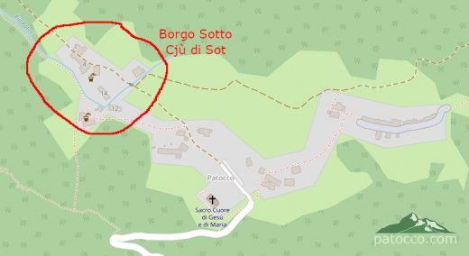 Map of Patocco showing Borgo |Sotto